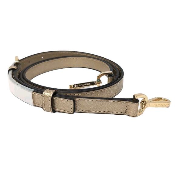 Michael Kors Handbag Gold Saffiano Leather Shoulder Crossbody Strap 49 in NEW - Picture 1 of 6